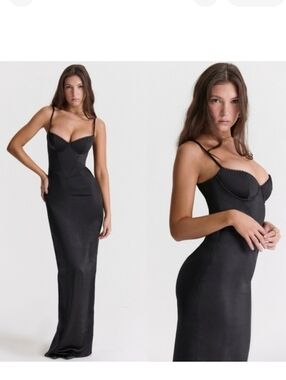 House of CB, Sexy, Stefania Black Corset Maxi Dress, Size Small